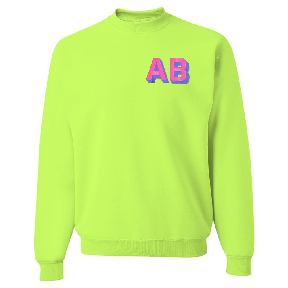 Neon Personalized Shadow Block Initials Sweatshirt