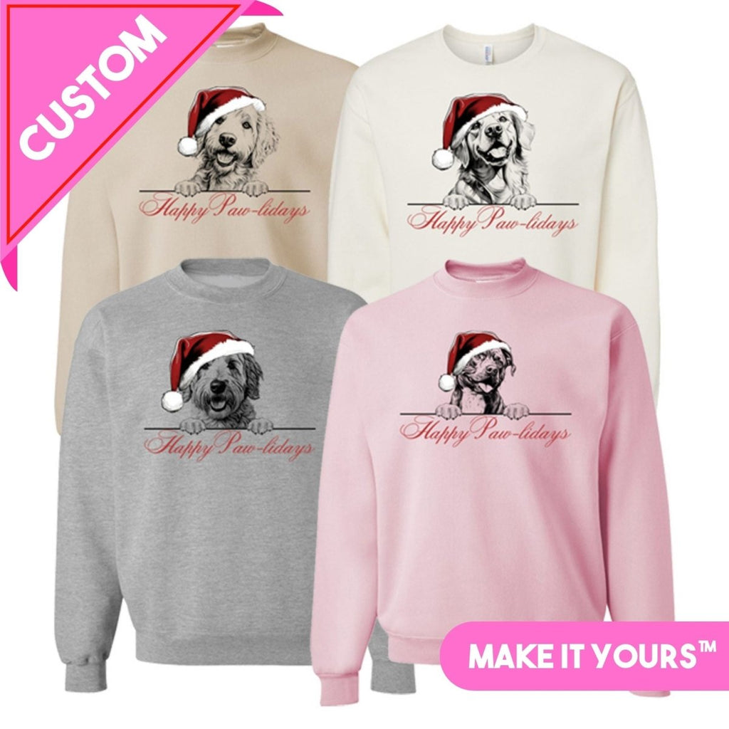 Make It Yours™ 'Happy Paw-lidays' Crewneck Sweatshirt