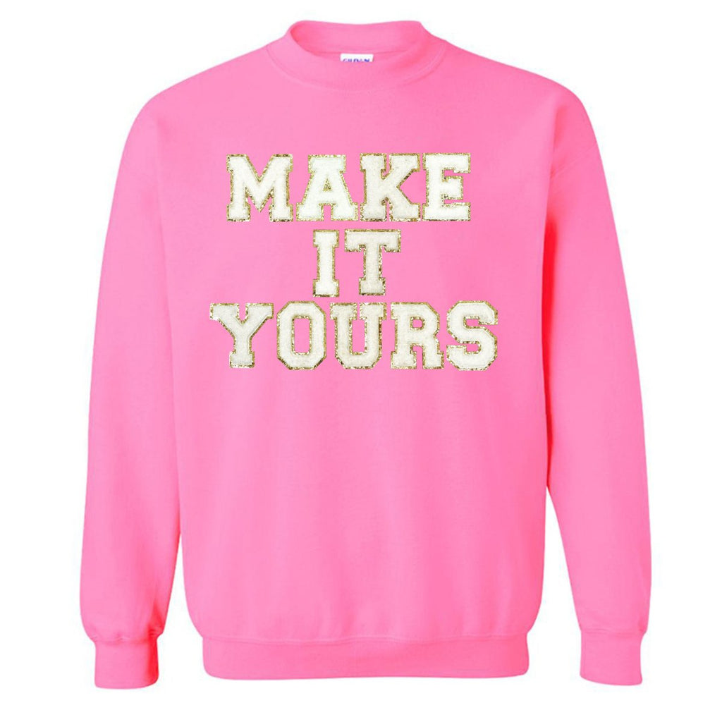Make It Yours™ Letter Patch Neon Crewneck Sweatshirt