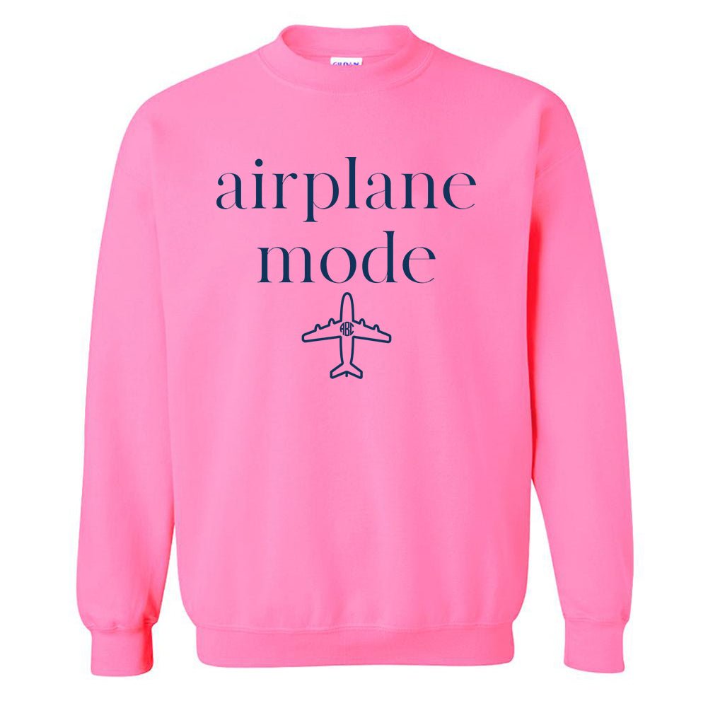 Monogrammed 'Airplane Mode' Neon Crewneck Sweatshirt