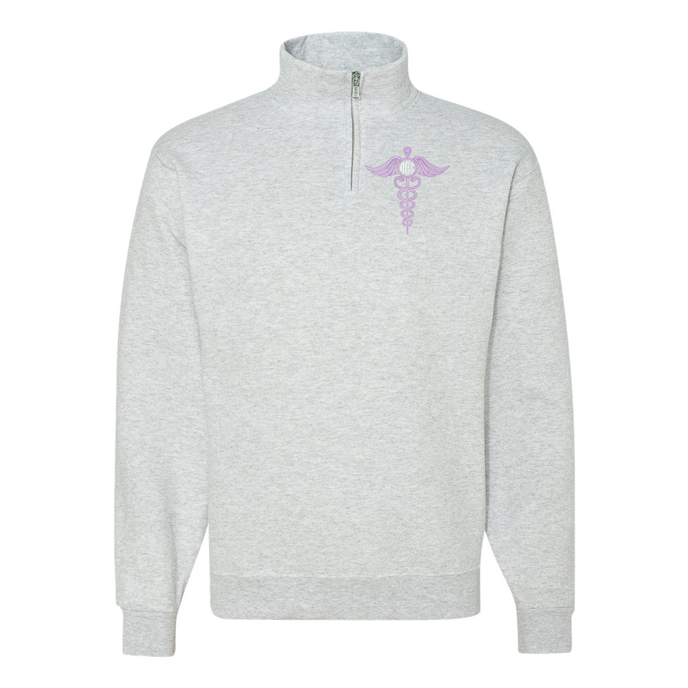Monogrammed Caduceus Quarter Zip Sweatshirt