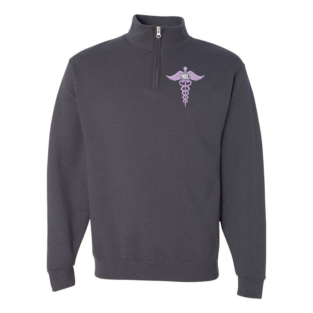 Monogrammed Caduceus Quarter Zip Sweatshirt