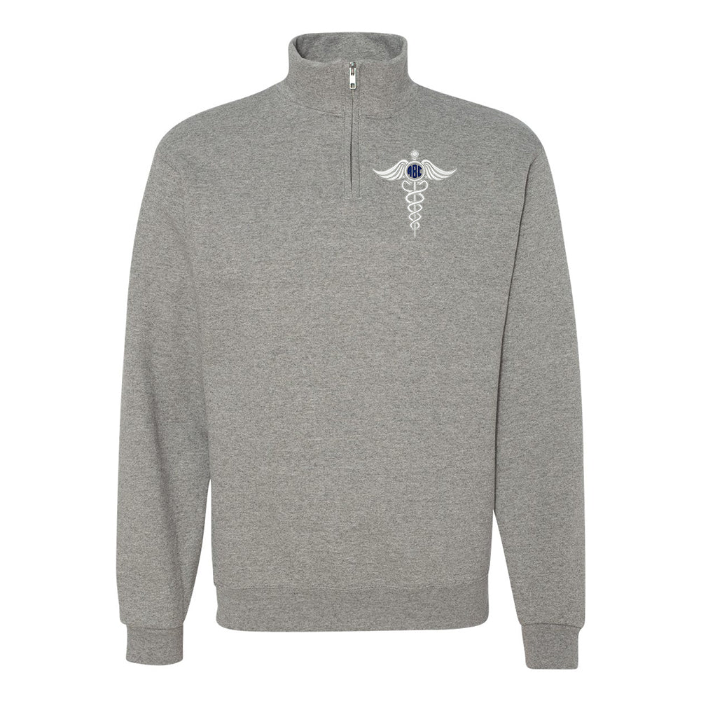 Monogrammed Caduceus Quarter Zip Sweatshirt