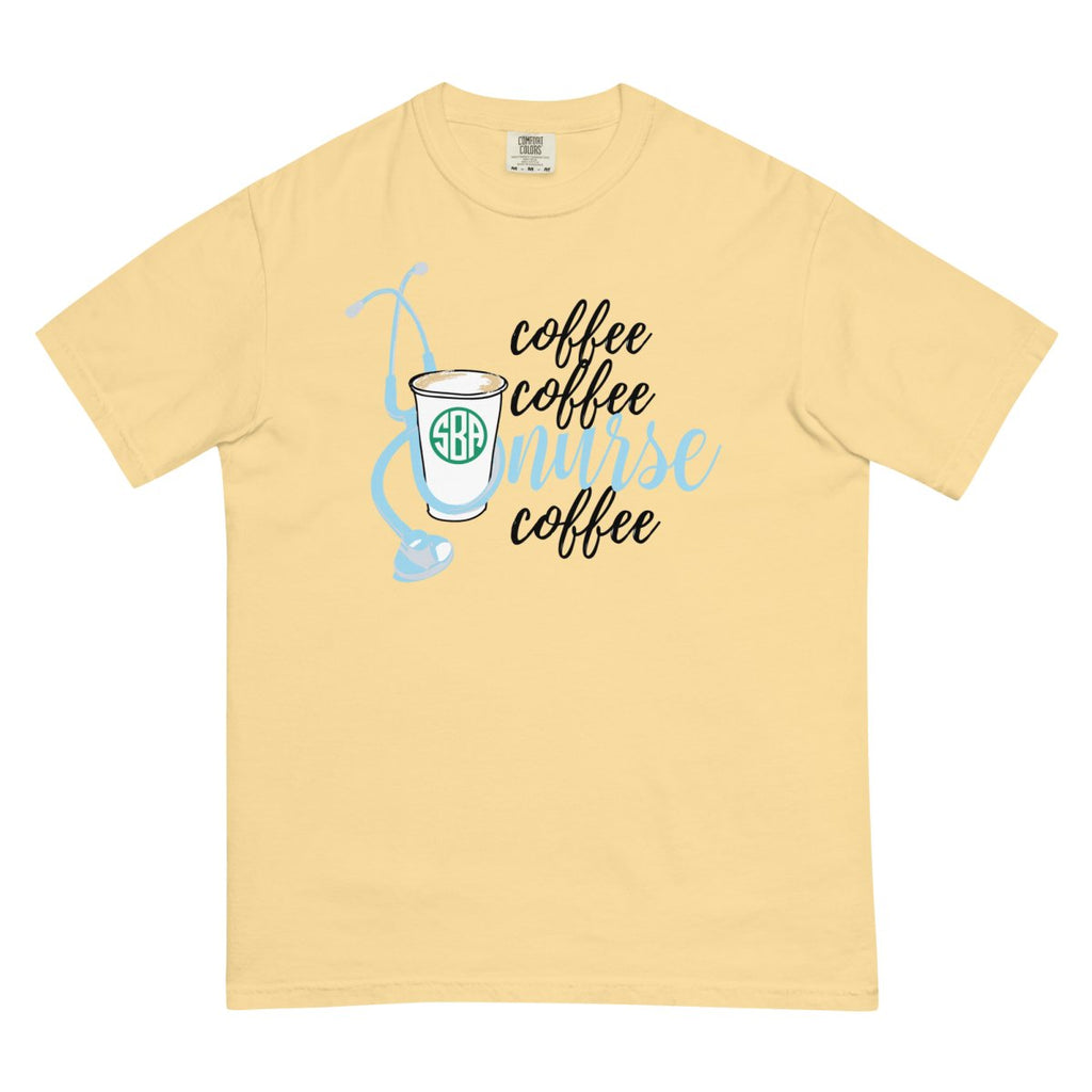 Monogrammed 'Coffee & Nurse' T-Shirt