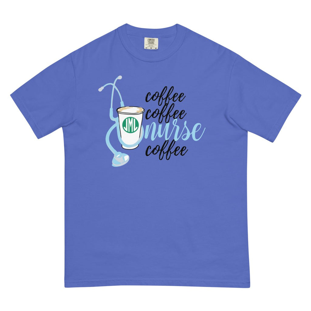 Monogrammed 'Coffee & Nurse' T-Shirt