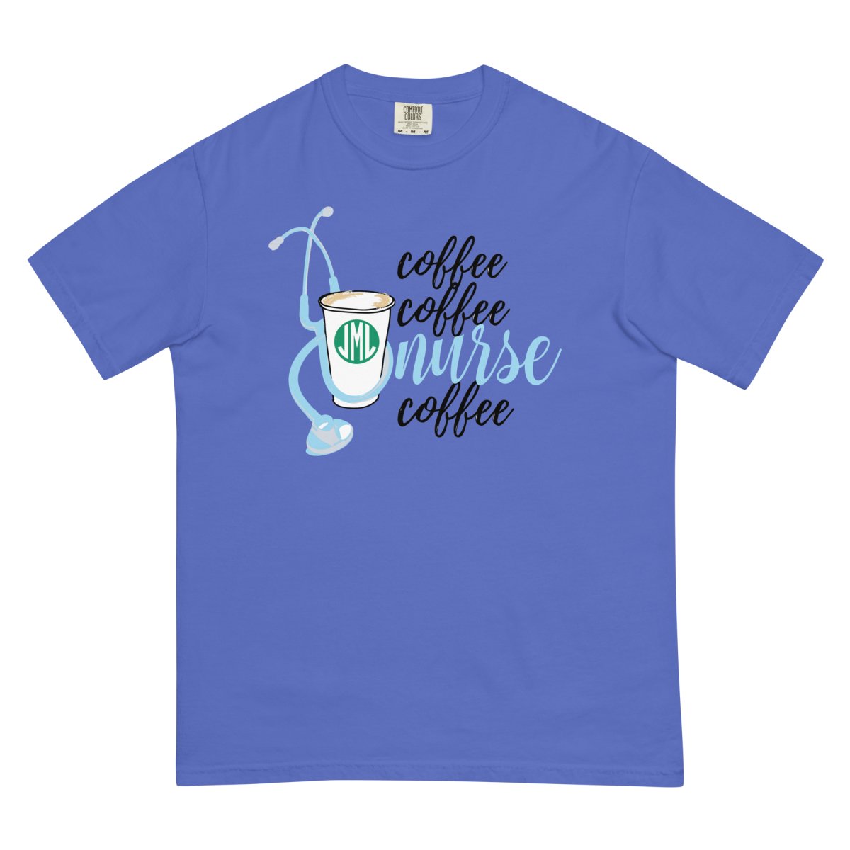 Monogrammed 'Coffee & Nurse' T-Shirt