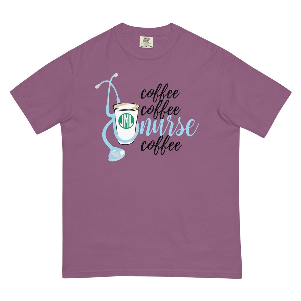 Monogrammed 'Coffee & Nurse' T-Shirt