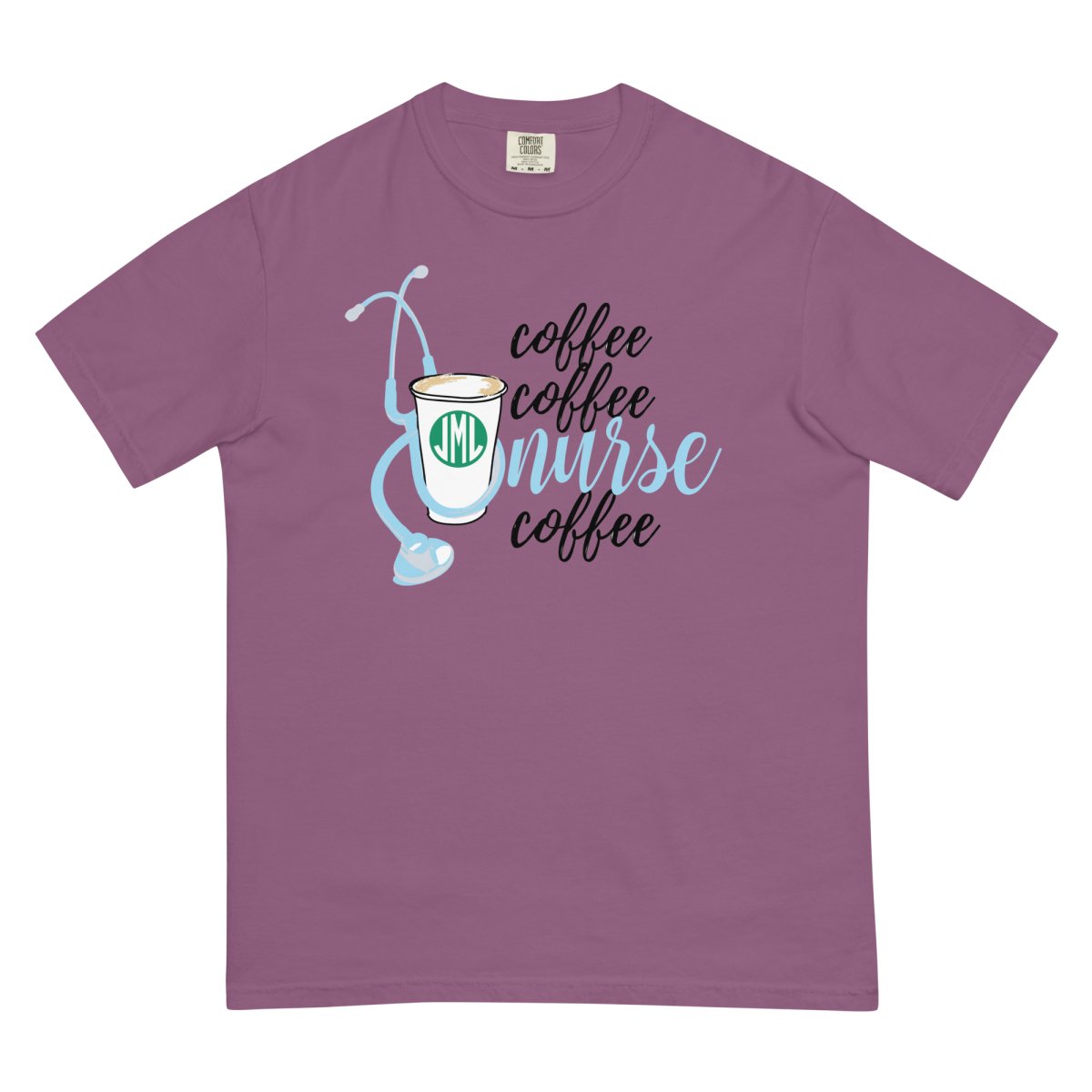 Monogrammed 'Coffee & Nurse' T-Shirt