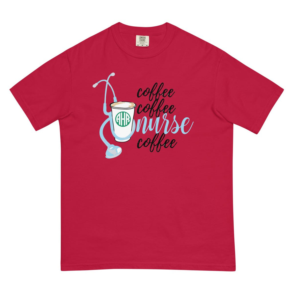Monogrammed 'Coffee & Nurse' T-Shirt