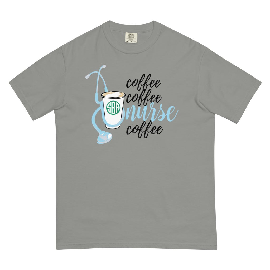 Monogrammed 'Coffee & Nurse' T-Shirt