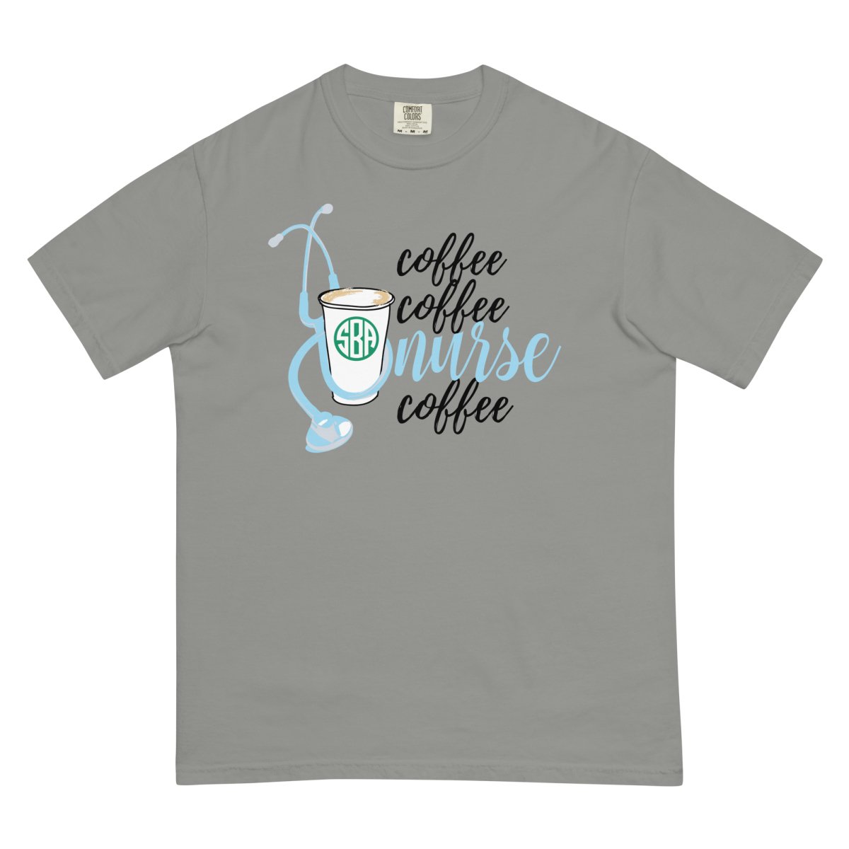 Monogrammed 'Coffee & Nurse' T-Shirt