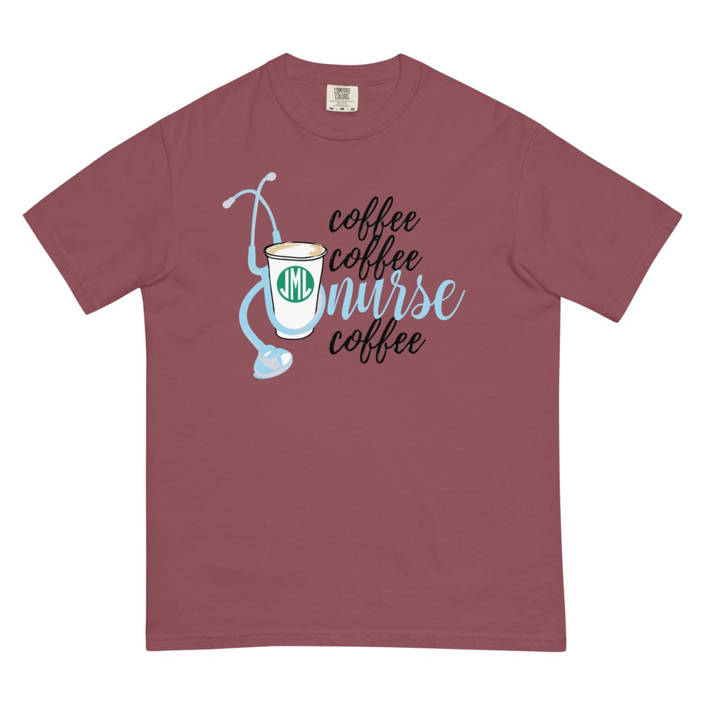 Monogrammed 'Coffee & Nurse' T-Shirt