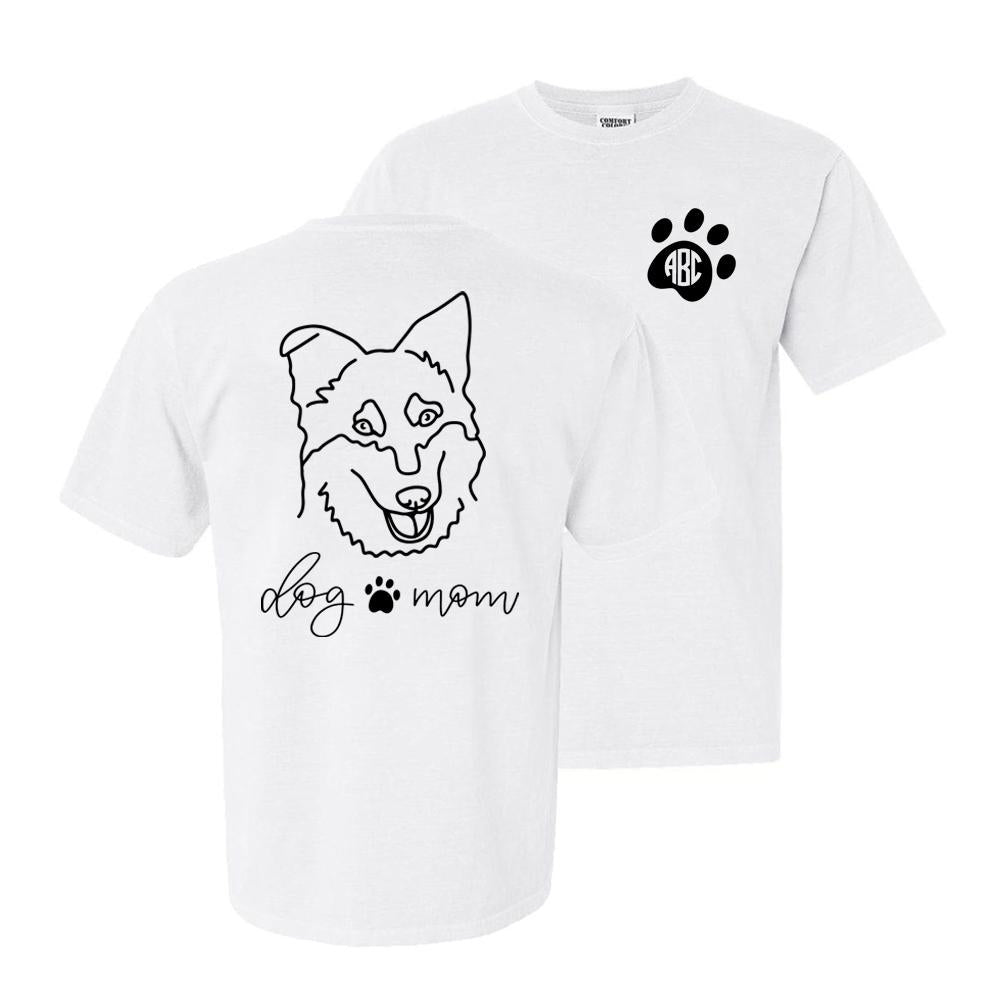 Monogrammed 'Dog Mom' Front & Back T-Shirt