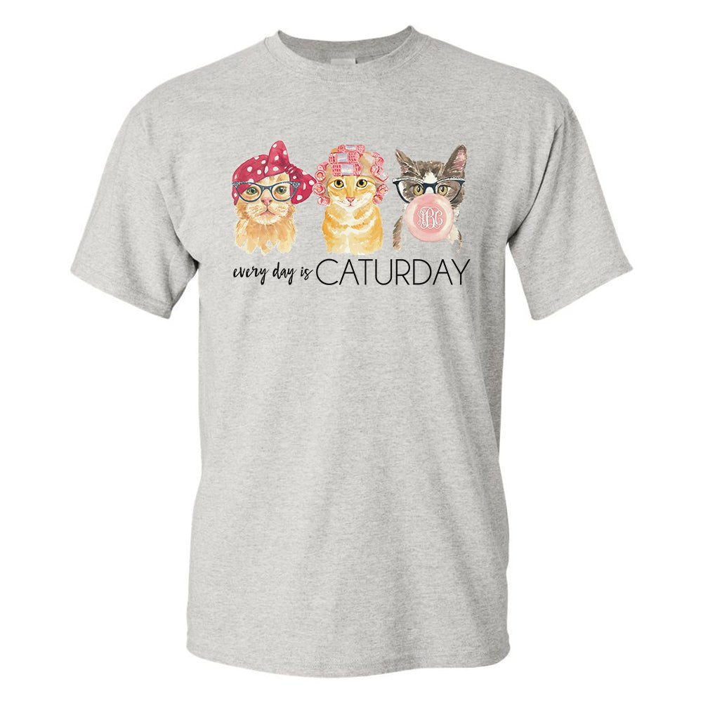 Monogrammed 'Every Day Is Caturday' Basic T-Shirt