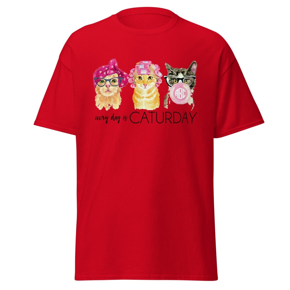 Monogrammed 'Every Day Is Caturday' Basic T-Shirt
