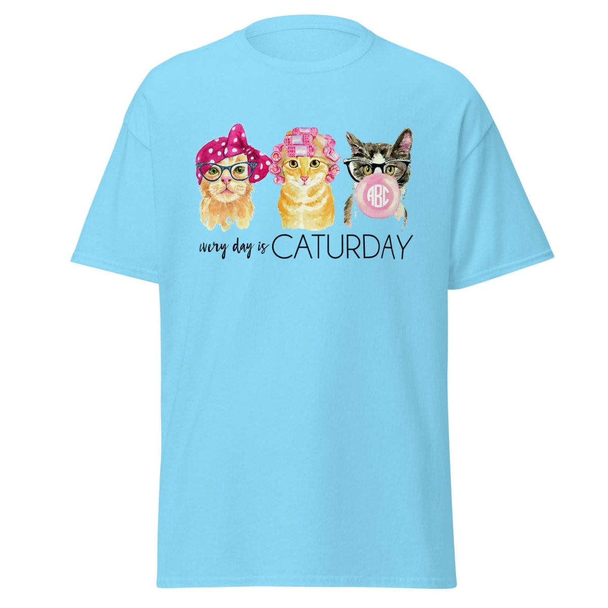 Monogrammed 'Every Day Is Caturday' Basic T-Shirt