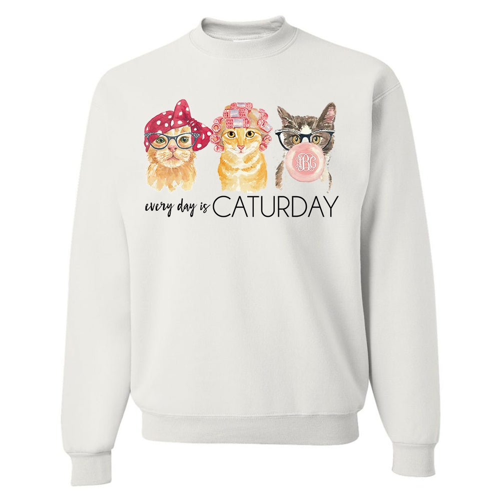 Monogrammed 'Every Day Is Caturday' Crewneck Sweatshirt