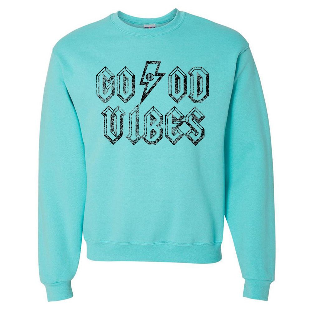 Monogrammed 'Good Vibes' Neon Crewneck Sweatshirt
