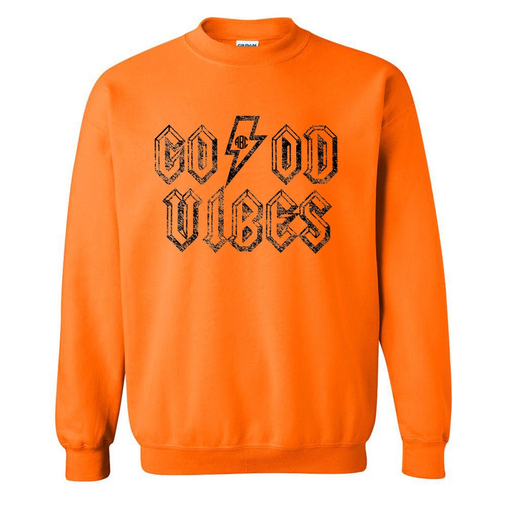 Monogrammed 'Good Vibes' Neon Crewneck Sweatshirt