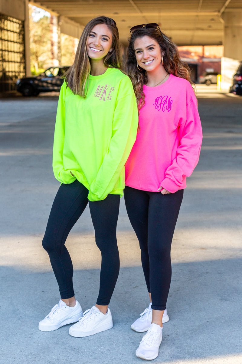 Monogrammed Neon Crewneck Sweatshirt
