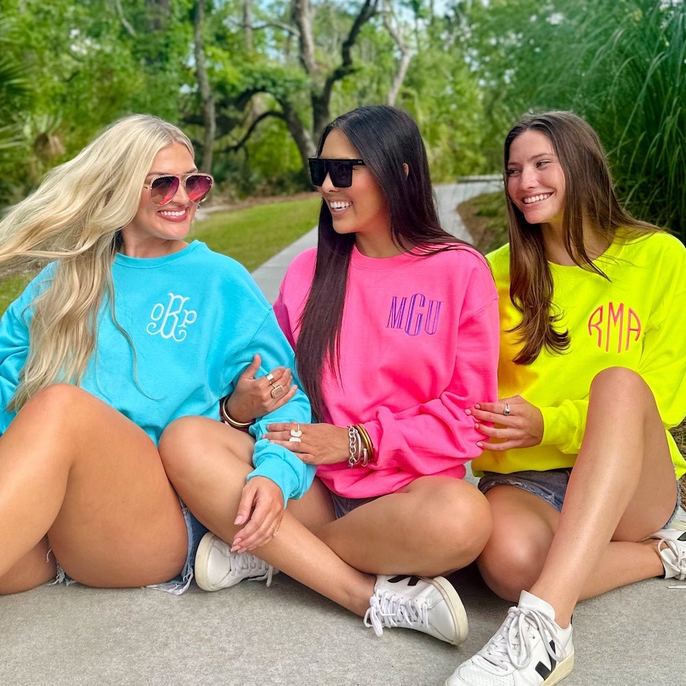 Monogrammed Neon Crewneck Sweatshirt