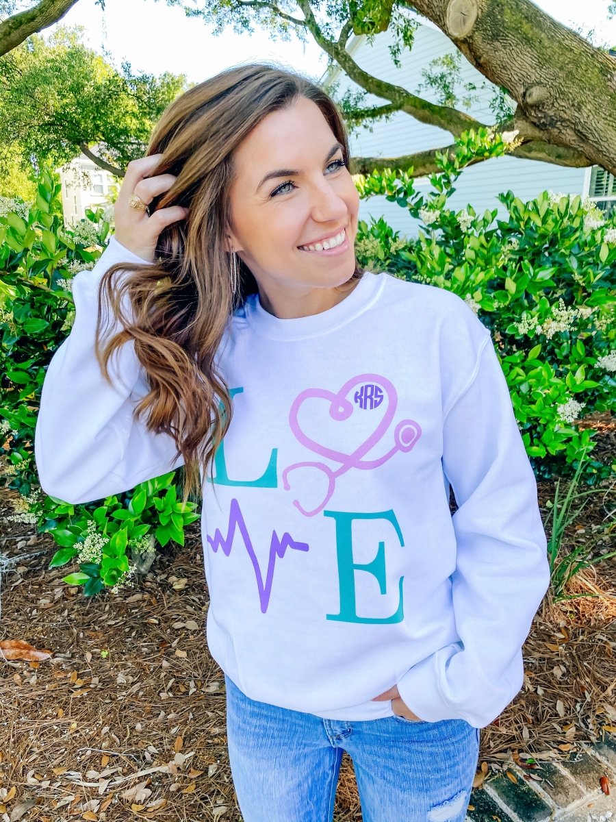 Monogrammed 'Nurse Love' Crewneck Sweatshirt