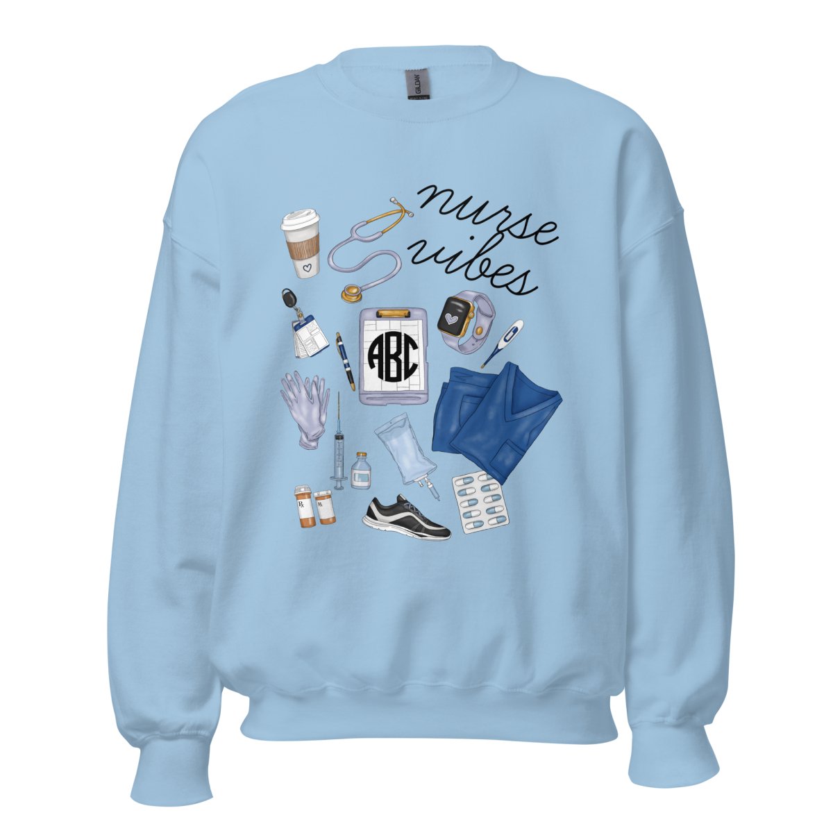 Monogrammed 'Nurse Vibes' Crewneck Sweatshirt