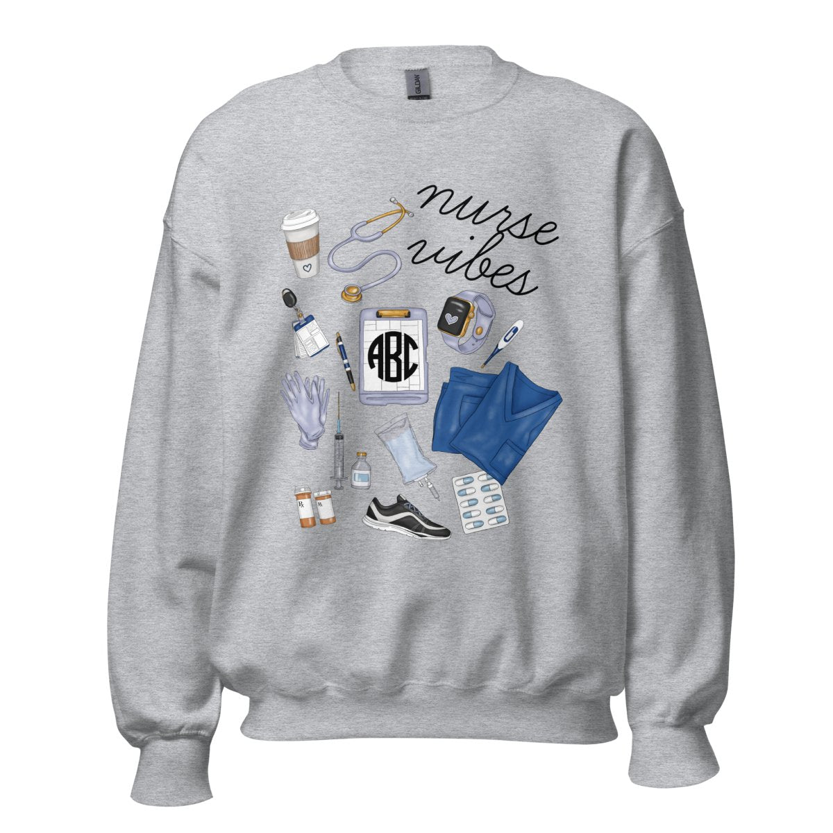 Monogrammed 'Nurse Vibes' Crewneck Sweatshirt