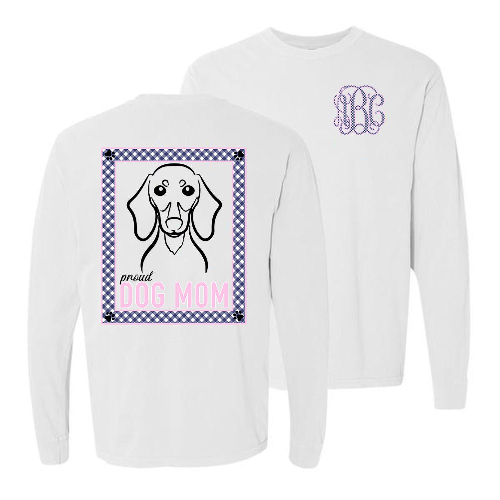Monogrammed 'Proud Dog Mom' Front & Back Long Sleeve T-Shirt