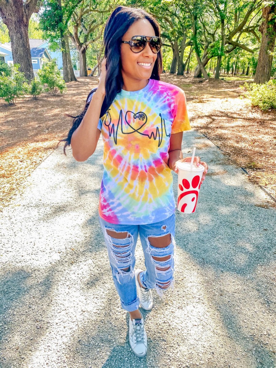 Monogrammed 'Tie Dye Heartbeat' T-Shirt