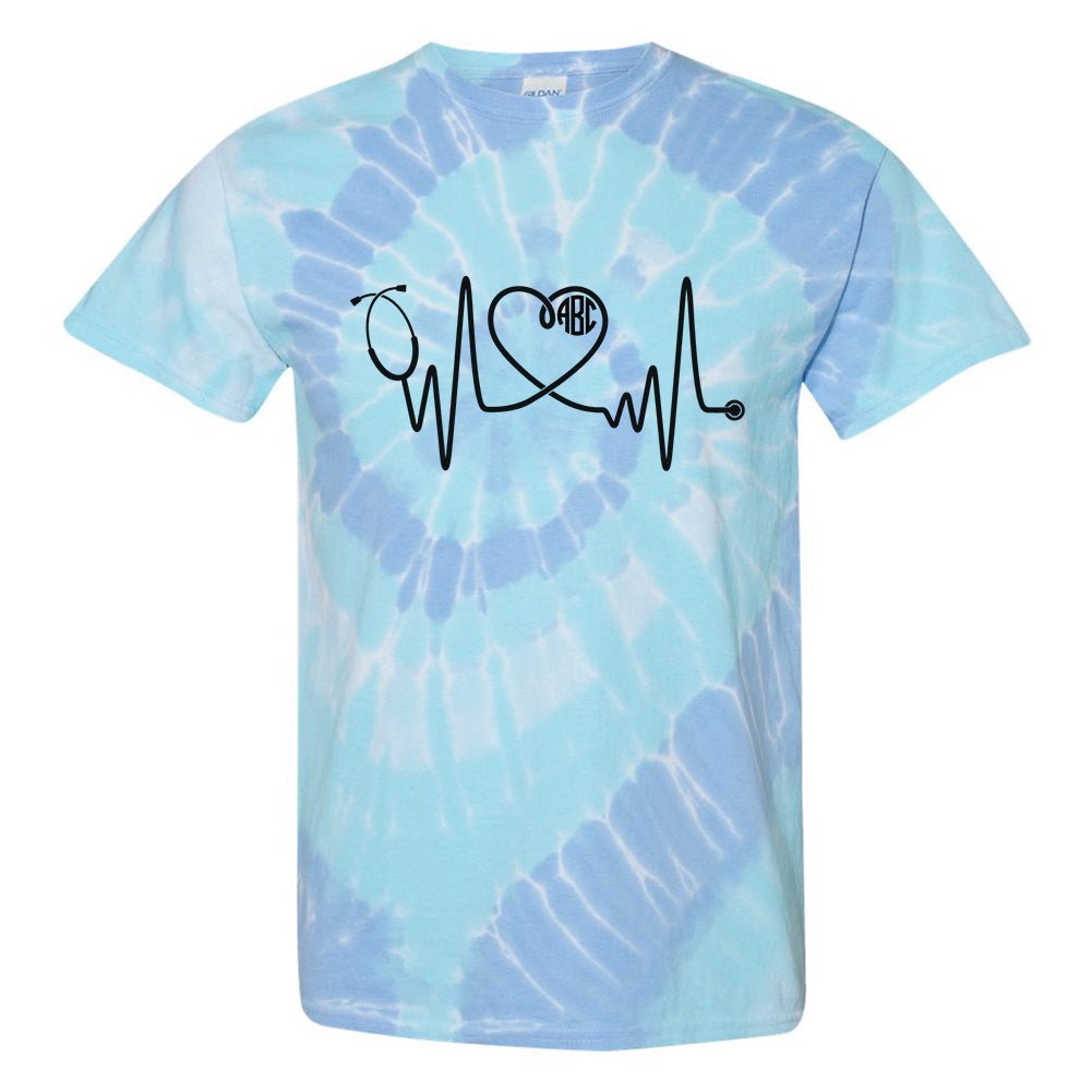 Monogrammed 'Tie Dye Heartbeat' T-Shirt