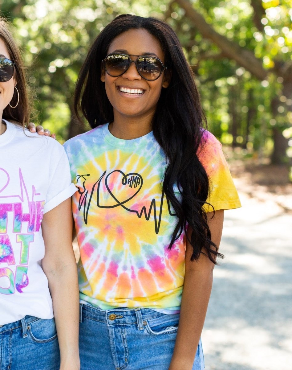 Monogrammed 'Tie Dye Heartbeat' T-Shirt