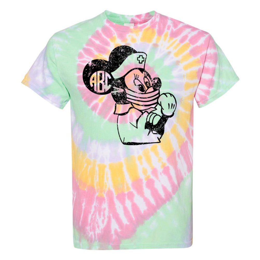 Monogrammed 'Tie Dye Minnie Nurse' T-Shirt
