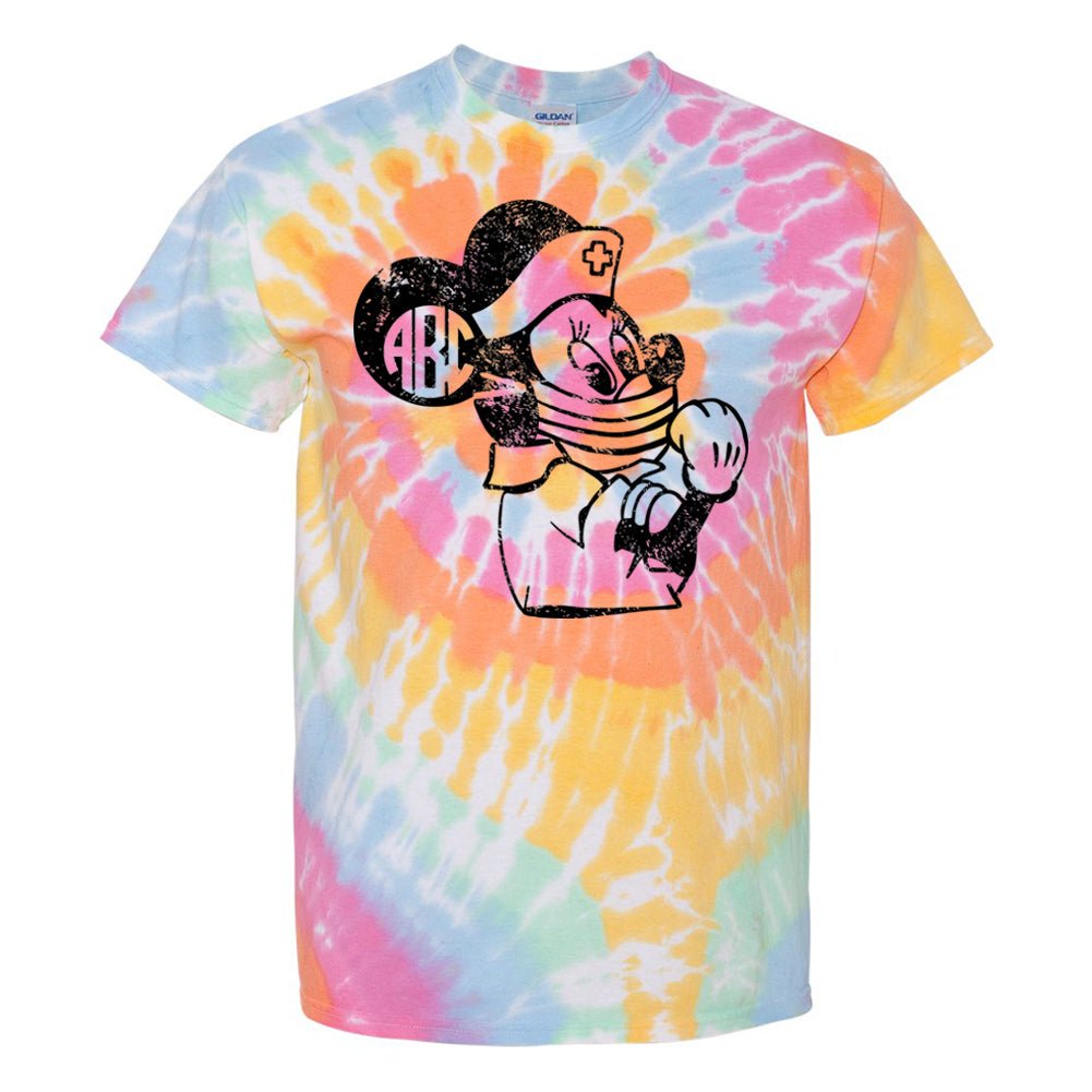 Monogrammed 'Tie Dye Minnie Nurse' T-Shirt