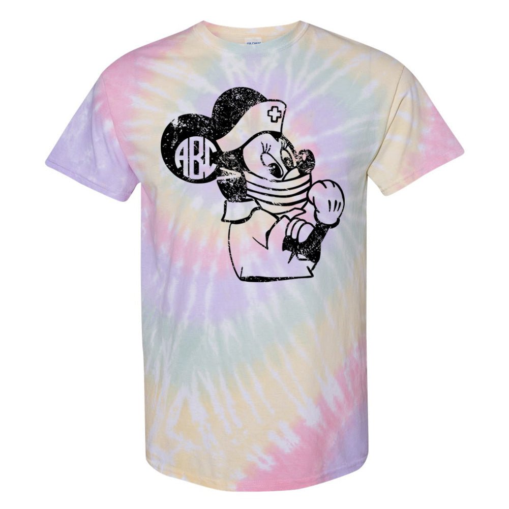 Monogrammed 'Tie Dye Minnie Nurse' T-Shirt