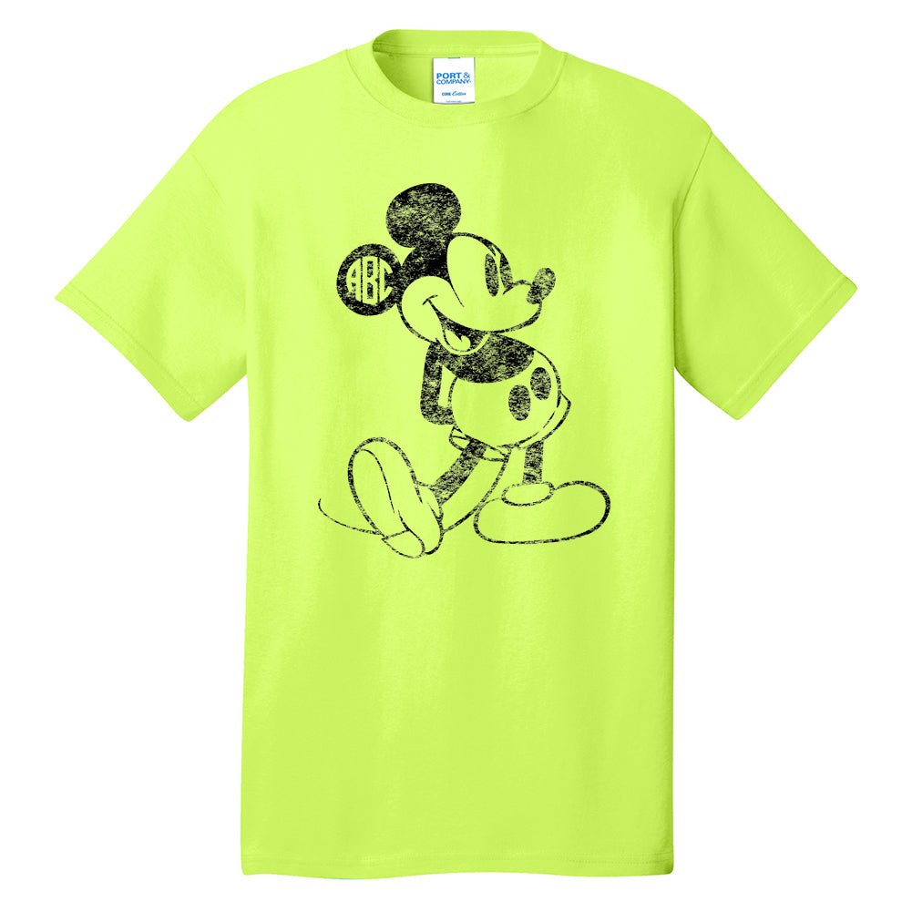 Monogrammed 'Vintage Mickey' Neon T-Shirt