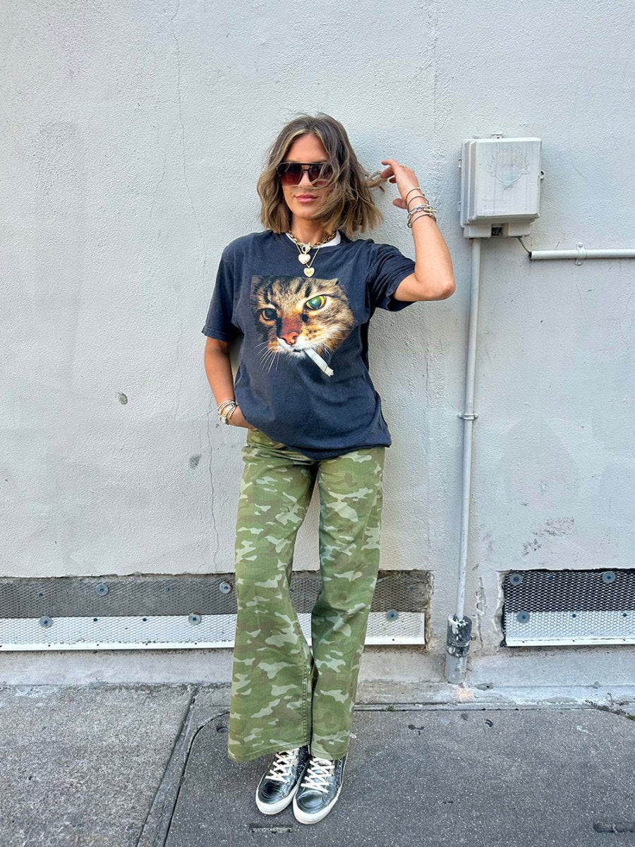 UM X @livinwithMB 'Smokin' Cat' Distressed Tee